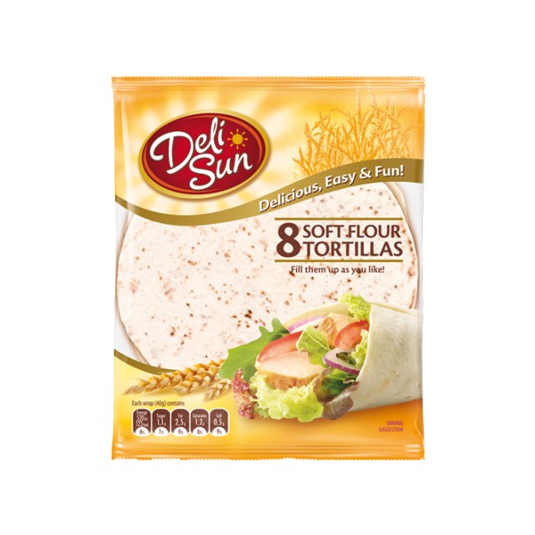 Deli Sun Plain Soft Tortillas 8 Wraps 320G 432531-V001 by Deli Sun