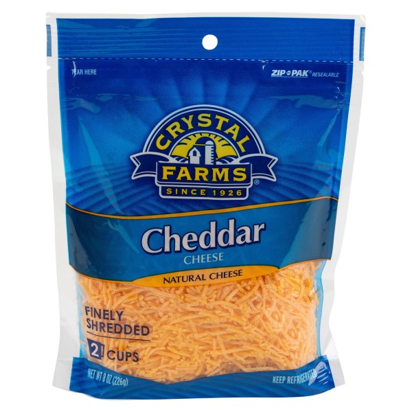 Crystal Farms Finely Shredded Cheddar Cheese 8Oz 492826-V001 by Crystal Farms