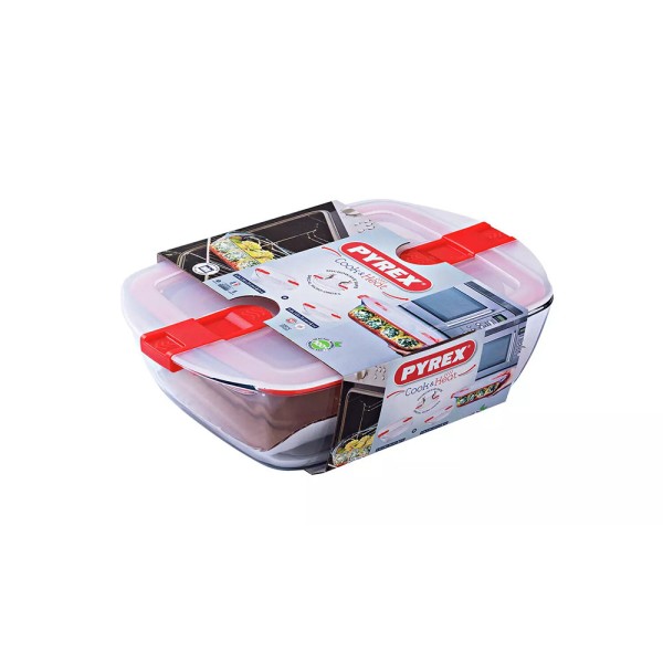 PYREX RECT GLASS STORAGE WITH SAFTY LID 0.8L+2.5L