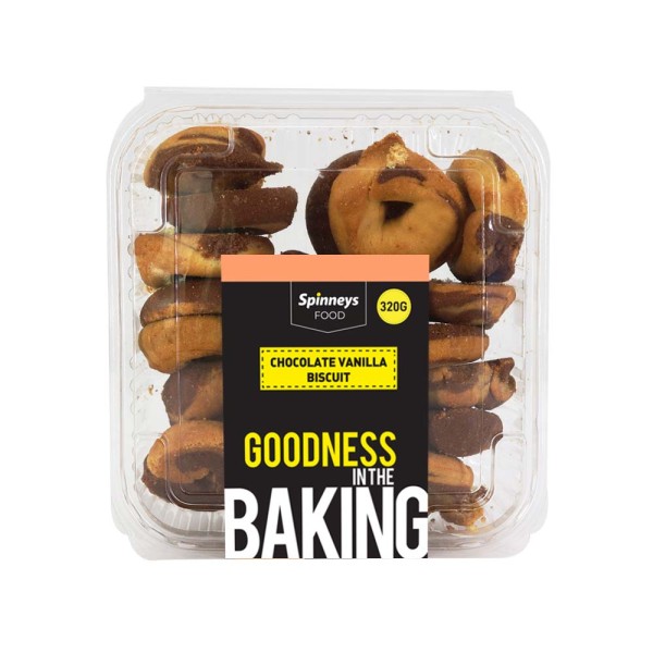 SPINNEYS FOOD CHOCOLATE VANILLA BISCUIT