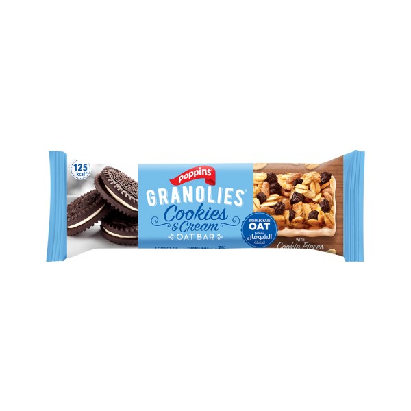 GRANOLIES POPPINS OAT BAR COOKIE AND CREAM