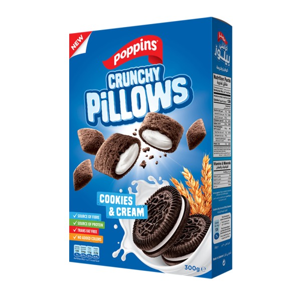 POPPINS CRUNCHY PILLOWS COOKIES AND CREAM