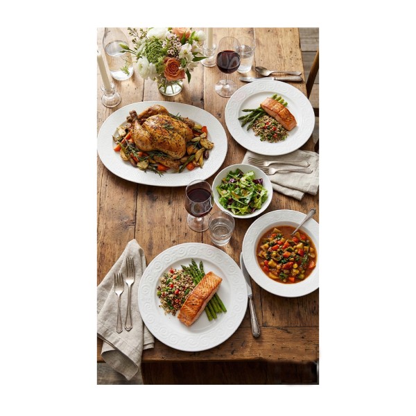  ACELYA PORCELAIN DINNER SET EMBOSSED