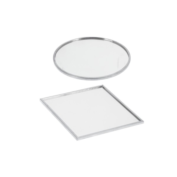 AMBIANCE CANDLE PLATE MIRROR SILVER RIM MIXED DESIGN 10CM 2