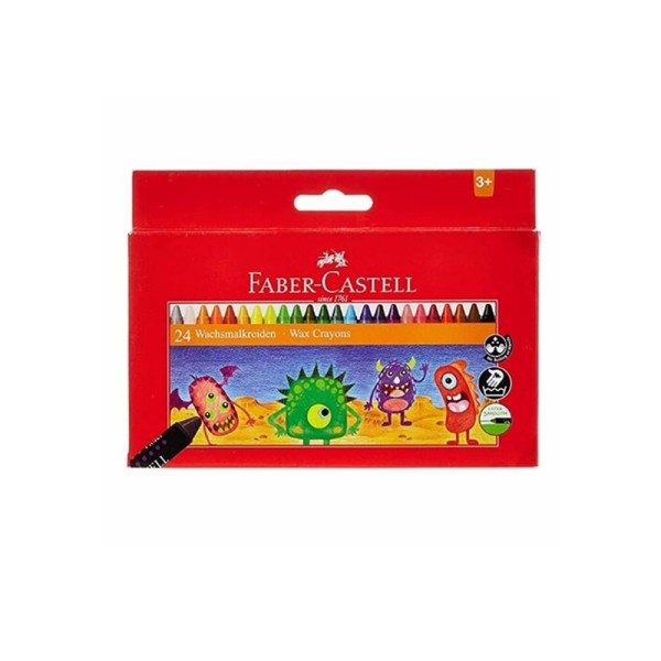 FABER CASTELL FC WAX CRAYONS 90MM 24CL