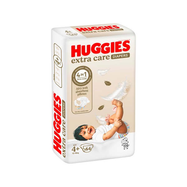HUGGIES BABY DIAPERS EXTRA CARE 4+ 10-16KG JUMBO