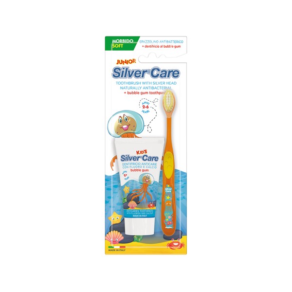 SILVER CARE JUNIOR KIT TOOTHBRUSH+BUBBLE GUM TOOTHPASTE