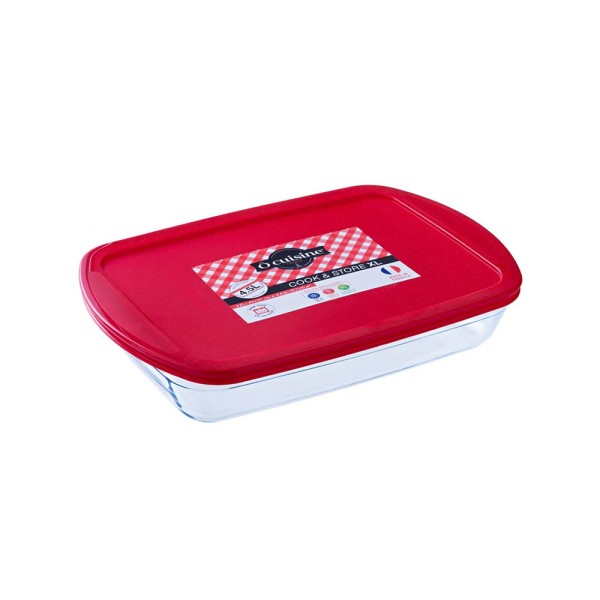 O CUISINE RECTANGULAR ROASTER+STORAGE WITH RED LID