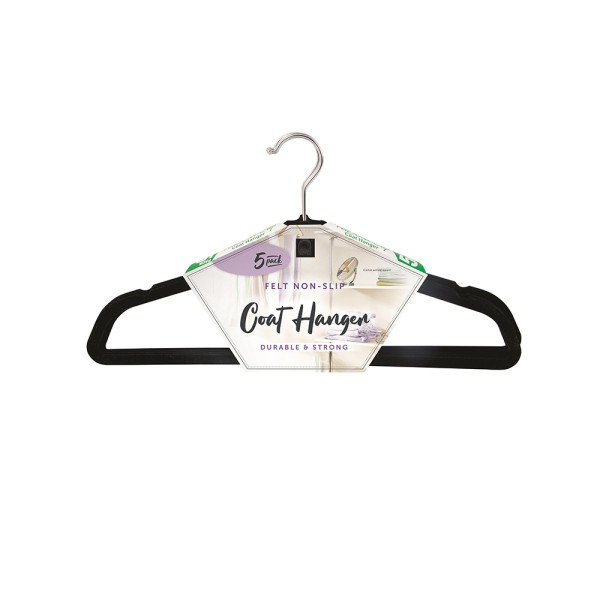 HARD GOODS FELT NON SLIP HANGERS 5PK 2ASST