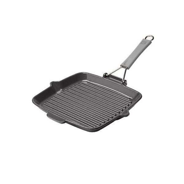 ZWILLING SQUARE GRILL PAN CAST IRON W.FOLDABLE HANDLE