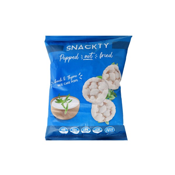 SNACKTY RICE CAKE POPS LABNEH AND THYME