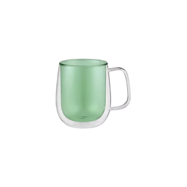 LUCIANO DOUBLE WALL GLASS MUG INNER GREEN