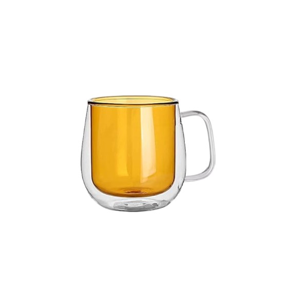 LUCIANO DOUBLE WALL GLASS MUG INNER YELLOW