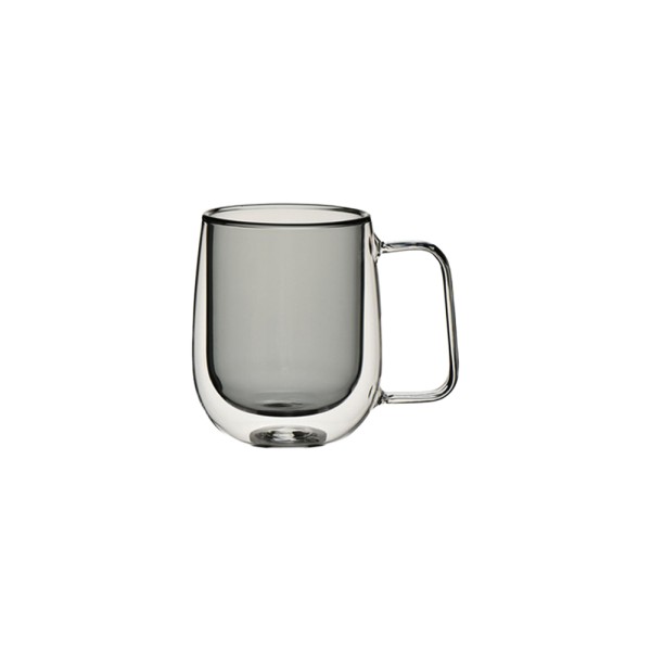 LUCIANO DOUBLE WALL GLASS MUG INNER BLACK