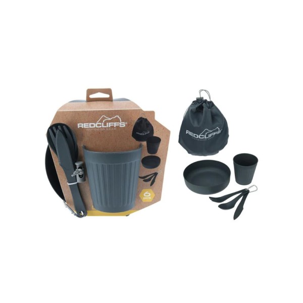 KOOPMAN CAMPING SET BOWL MUG STORAGE POUCH CUTLERY