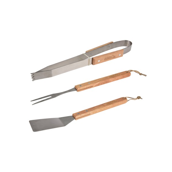  BBQ TOOL WITH RUBBER WOOD HANDLE SET