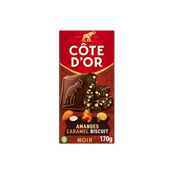 COTE D OR DARK CHOCOLATE CARAMEL AND ALMOND AD BISCUIT