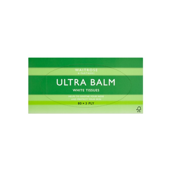 WAITROSE ULTRA BALM WHITE TISSUES