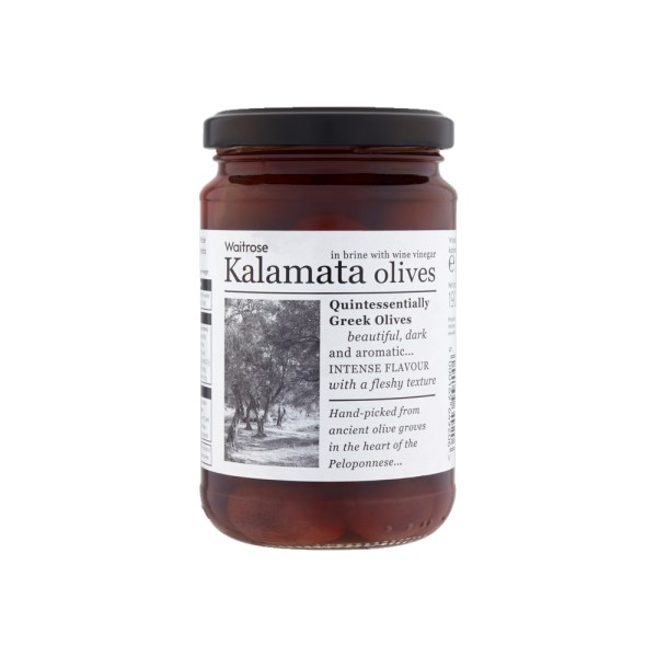 WAITROSE MELLOW AND JUICY GREEK KALAMATA OLIVES