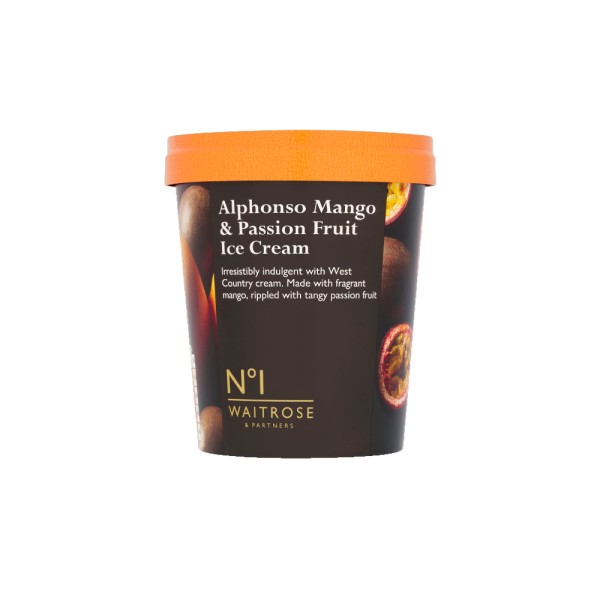 WAITROSE ALPHONSO MANGO + PASSION FRUIT ICE CREAM