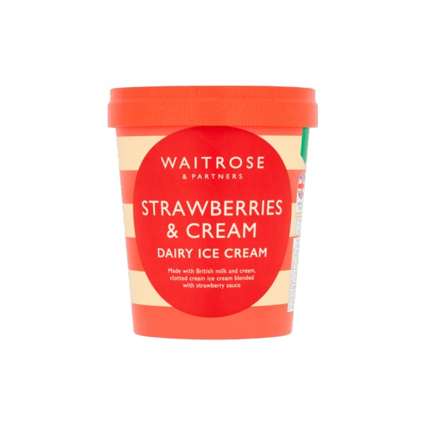 WAITROSE STRAWBERRIES + CREAM DAIRY ICE CREAM