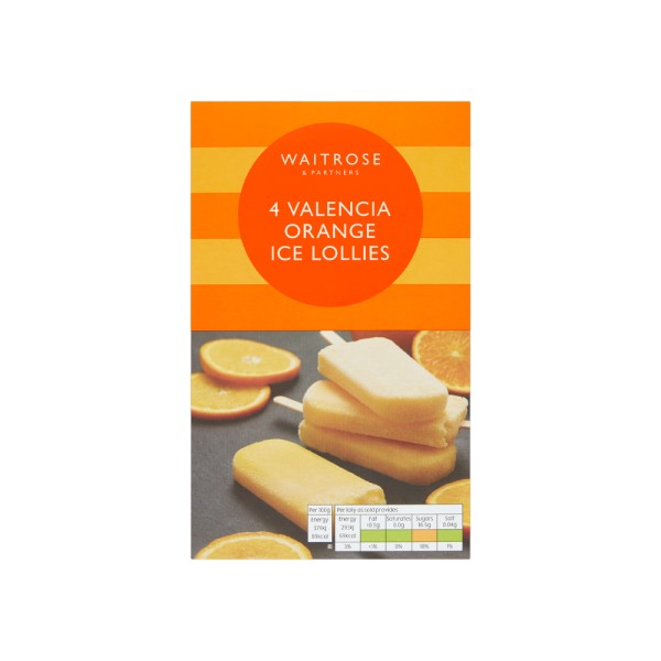 WAITROSE 4 VALENCIA ORANGE ICE LOLLIES