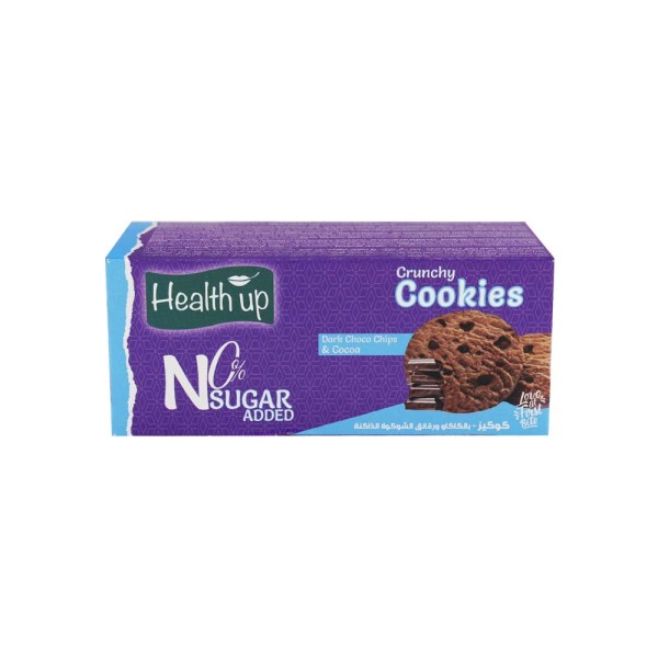 HEALTH UP DARK CHOCO CHIPS CRUNCHY COOKIES NO ADDED SUGAR 