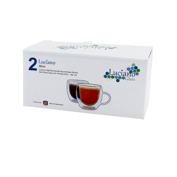LUCIANO DOUBLE WALL GLASS ESPRESSO CUP SET 80ML