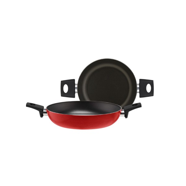 PIARDI SHALLOW PAN RED LIVERED W. 2 HANDLES 