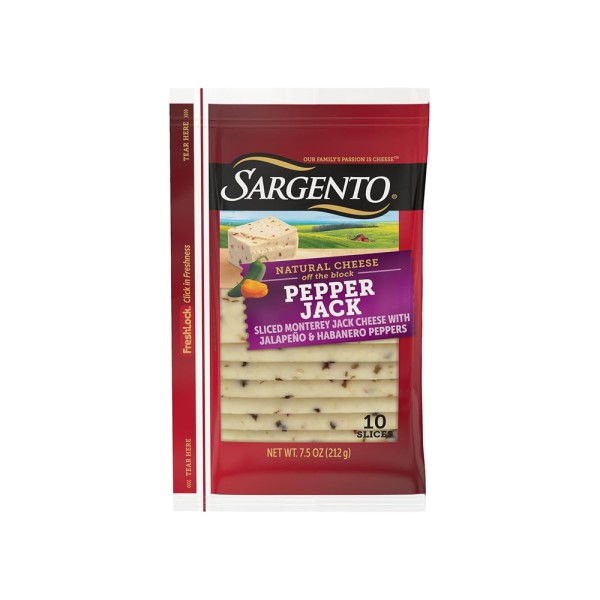 SARGENTO NATURAL STYLE PEPPER JACK WITH HABENERO CHEESE SLI