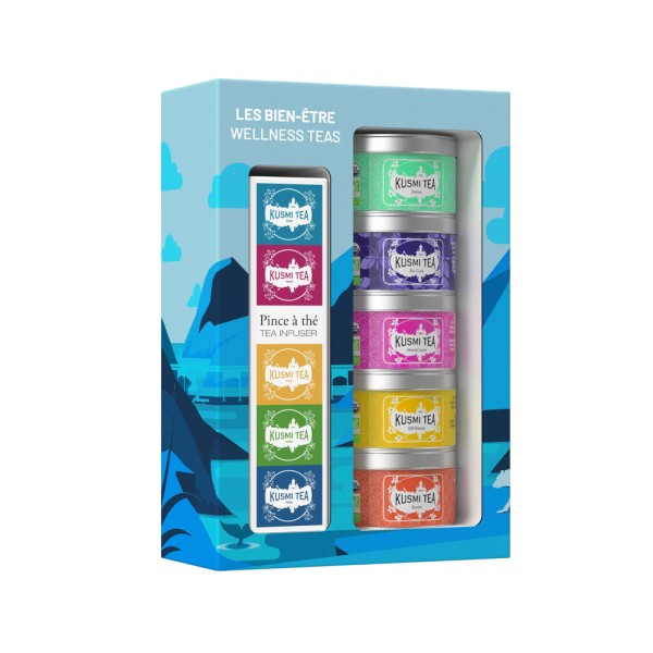 KUSMI ORGANIC WELLNESS TEAS GIFT SET + TEA INFUSER