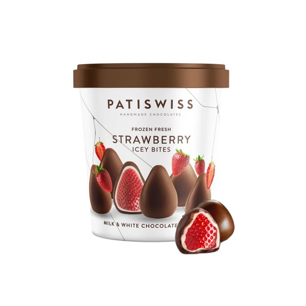 PATISWISS STRAWBERRY ICECREAM BITES MILK AND WHITE CHOCO