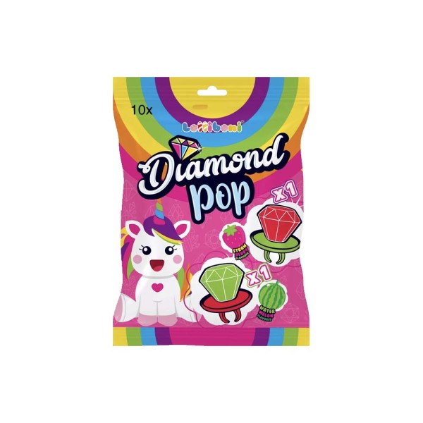 LOLLIBONI UNICORN DIAMND RING POP STRWBRRY AND WATRMLN CANDY