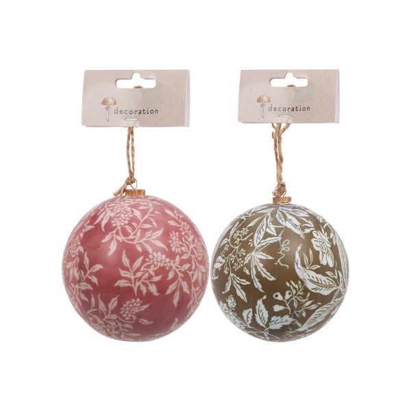 CHRISTMAS BALL W. NATURAL PRINT
