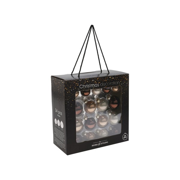 CHRISTMAS BALL GLASS AMBER SET