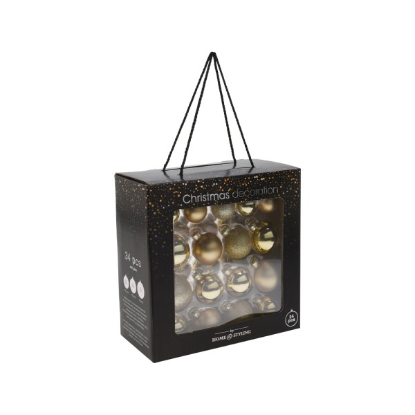 CHRISTMAS BALL GLASS GOLD SET