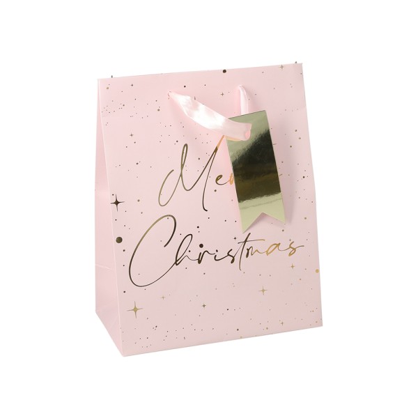  GIFTBAG MEDIUM PINK CHRISTMAS