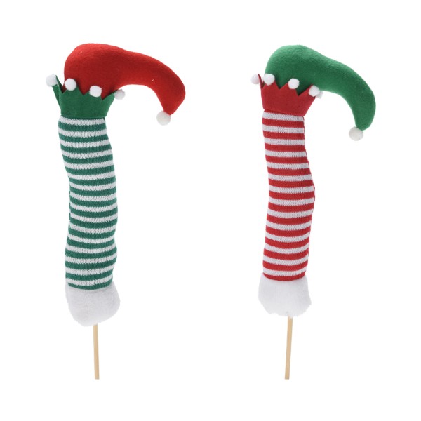 CHRISTMAS ELF LEG ON A WOODEN STICK