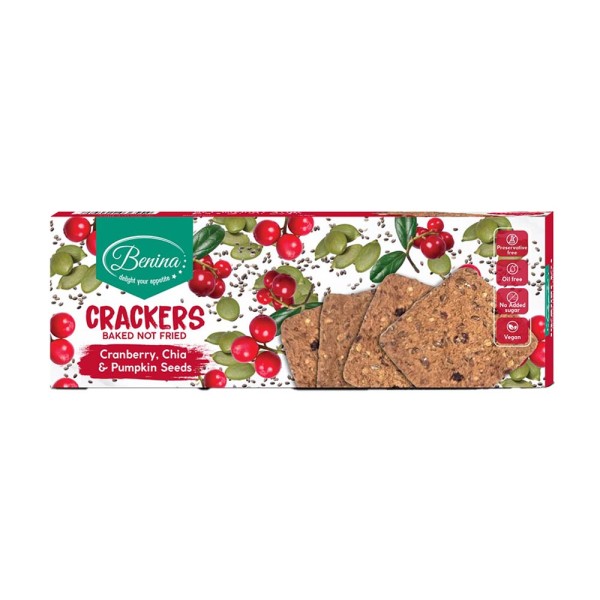 BENINA CRACKERS CRANBERRY CHIA AND PUMPKIN SEEDS