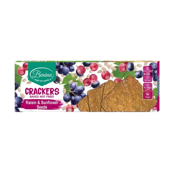 BENINA CRACKERS RAISIN AND SUNFLOWER SEEDS