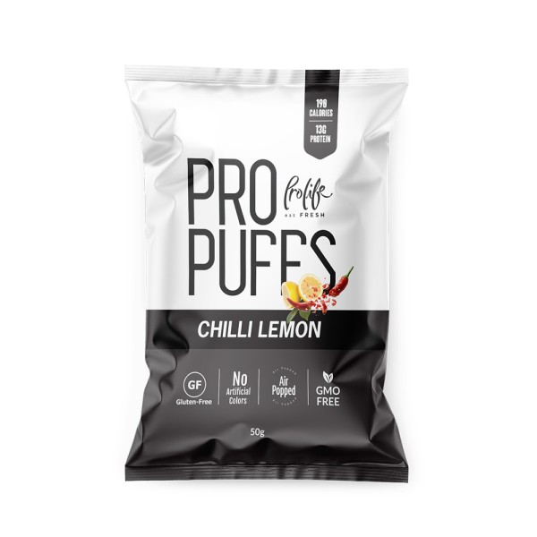 PROLIFE PRO PUFFS CHILLI LEMON 13G PROTEIN 50G GF