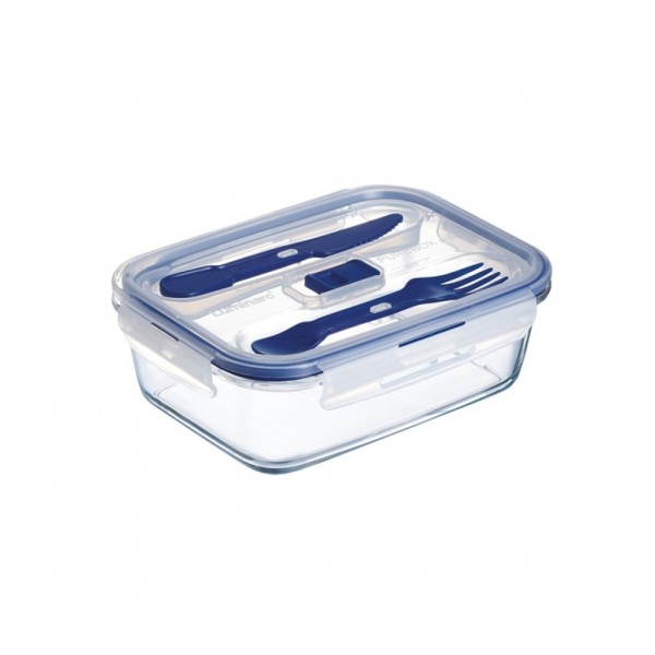LUMINARC PURE BOX GLASS RECT FOOD STORAGE W.FORK+KNIFE