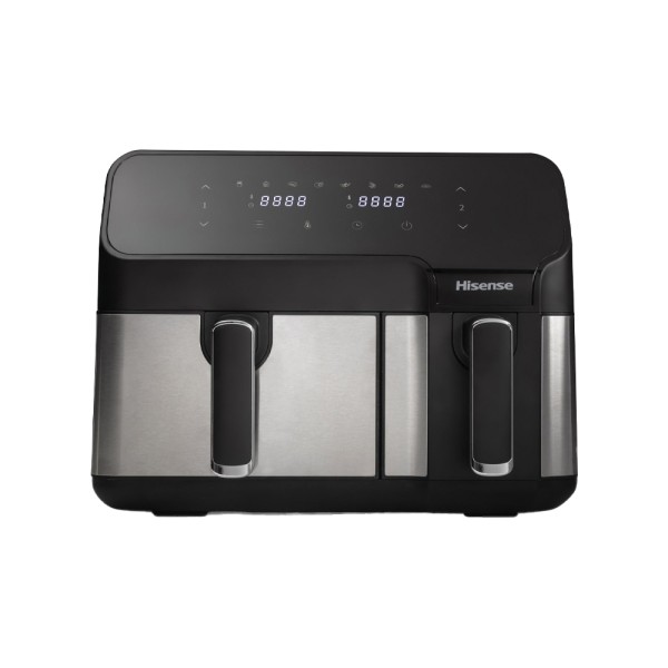 HISENSE AIR FRYER DUAL 5.5LT + 3.3LT 1700W STAINLESS BLACK