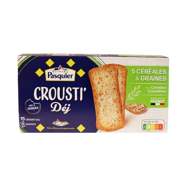 BRIOCHE PASQUIER CROUSTI DEJ 5 CEREAL ET GRAINES 