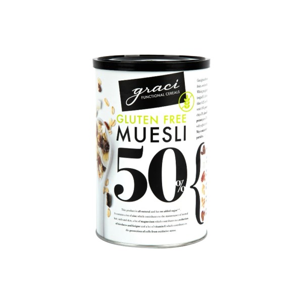 GRACI MUESLI GLUTEN FREE 37 PCNT DRIED FRUIT AND SEED