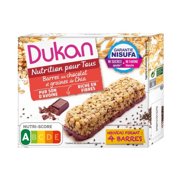DUKAN OAT BRAN BARS WITH CHOCOLATE AND CHIA