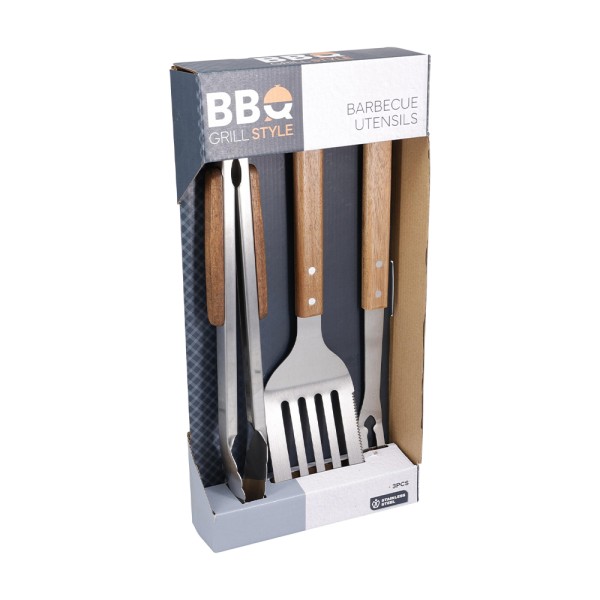 BBQ BBQ TOOLSET 3PCS TURNER/TONG/FORK