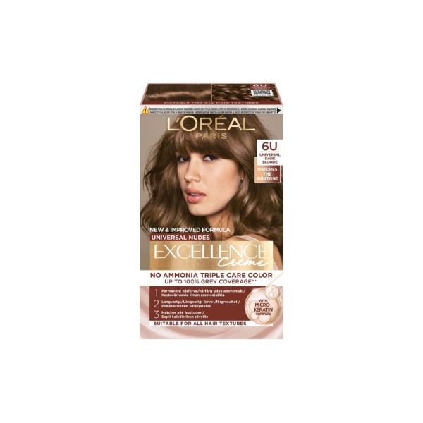 EXCELLENCE HAIR COLORATION NO AMONIA NUDES DARK BLONDE 6U