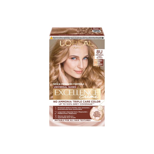EXCELLENCE HAIR COLORATION NO AMONIA NUDES LIGHT BLONDE 8U
