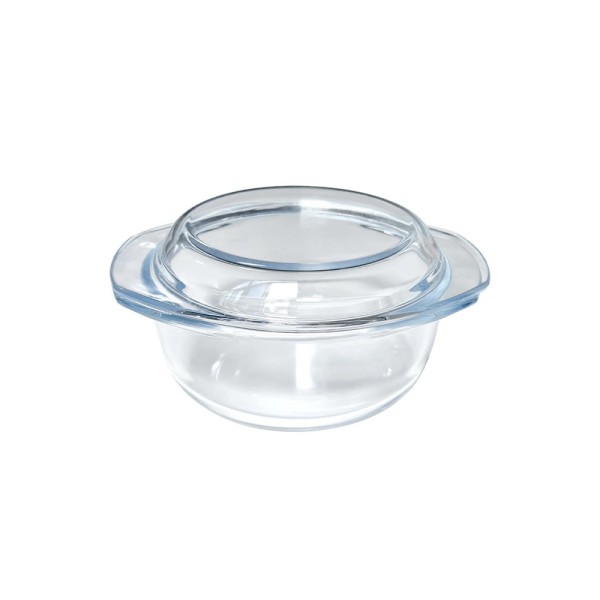 HARD GOODS ROUND GLASS POT W.GLASS LID 